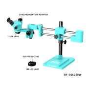 Microscopio industriale stereoscopico binoculare ad alta definizione RF4 RF-7050TVW con zoom continuo e zoom continuo., RF-7050TVW
