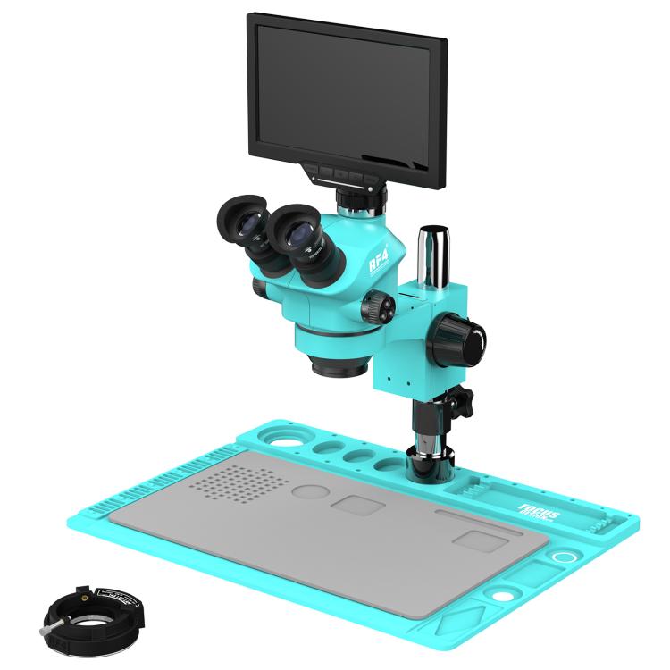 Microscopio trinoculare RF4 RF7050TVD2-YS010W con zoom sincrono 7-50X e monitor HD da 10 pollici 1080P., RF7050TVD2-YS010W