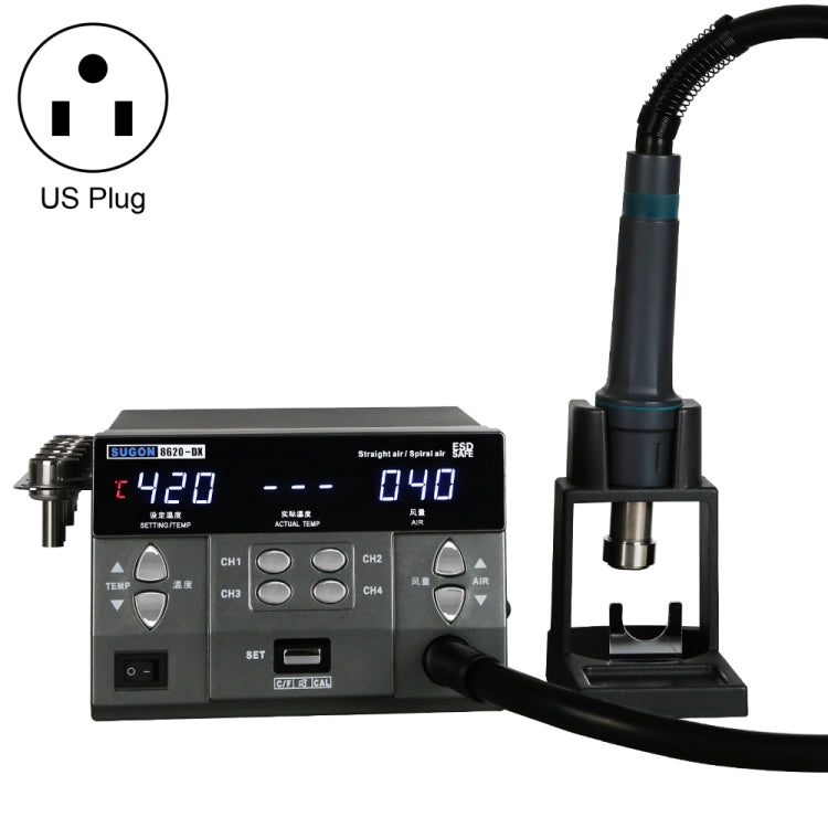 Pistola ad aria calda diritta e a spirale SUGON 8620-DX 1200W, presa AU, SUGON 8620-DX, AU Plug, SUGON 8620-DX, EU Plug, SUGON 8620-DX, US Plug