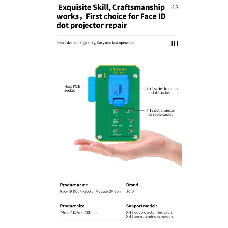 JC F2 2nd Generation Dot Matrix Module Test for iPhone X~12 Series, JC F2