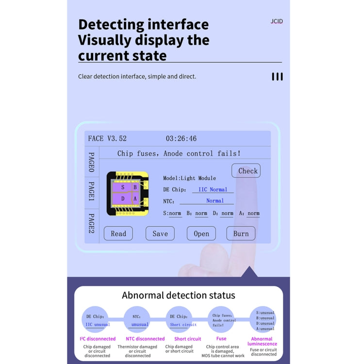 JC F2 2nd Generation Dot Matrix Module Test for iPhone X~12 Series, JC F2