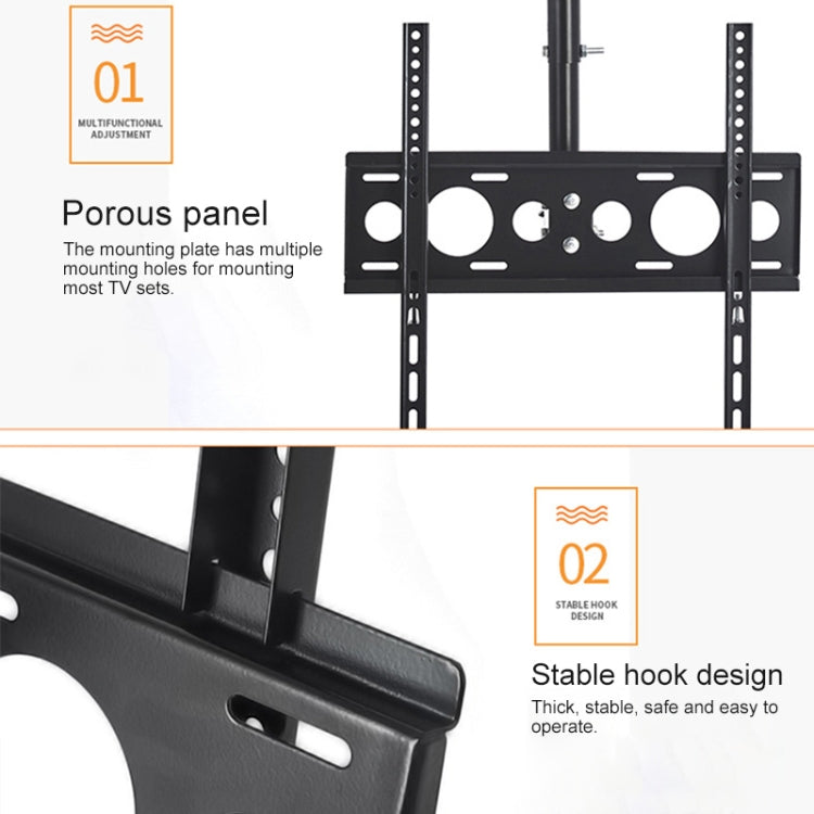 Staffa a doppio uso per montaggio a parete a soffitto per TV a schermo singolo regolabile in altezza e angolazione universale da 32-65 pollici, portata retrattile: 0,5-2 m, 32-65 inch