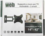 Supporto a muro per TV LED LCD 14-42'' inclinabile 3 snodi nero STAND400 8053323559153