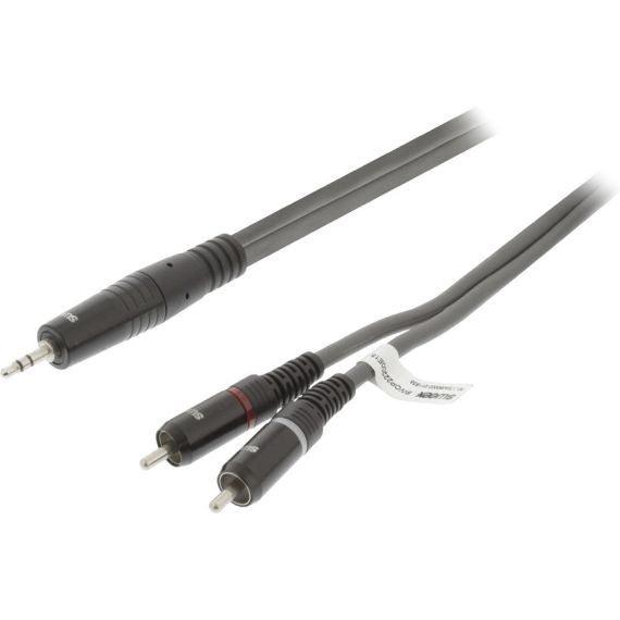 Cavo Audio Stereo  Maschio da 3.5 mm - 2x RCA Maschio 1.5m Grigio Scuro