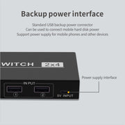Switch USB 2x4 PC a 2 porte che condividono 4 dispositivi per stampante, tastiera, mouse, monitor, 2x4 USB Switc