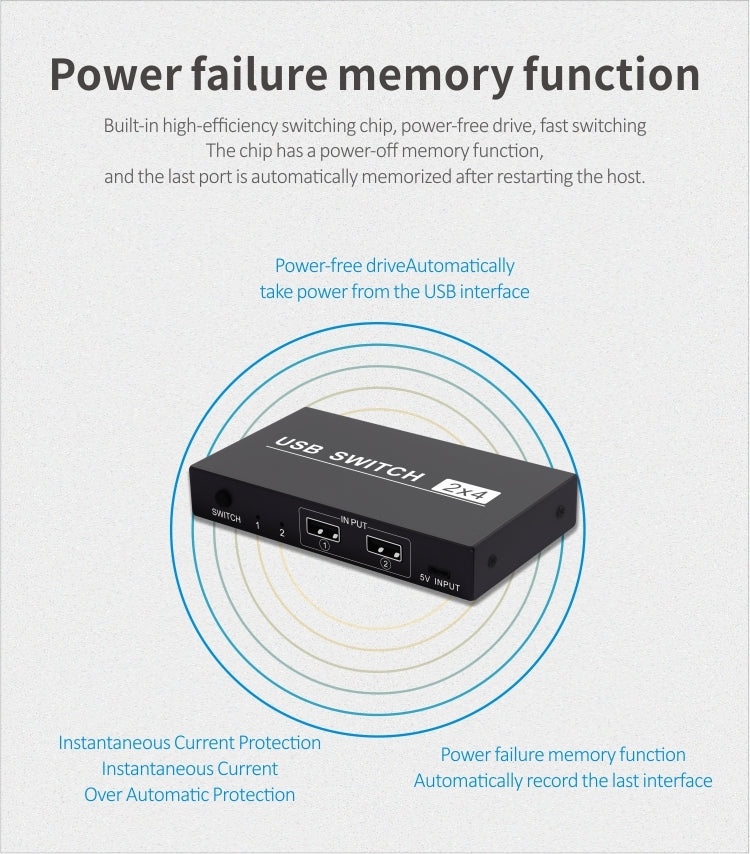 Switch USB 2x4 PC a 2 porte che condividono 4 dispositivi per stampante, tastiera, mouse, monitor, 2x4 USB Switc