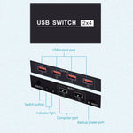 Switch USB 2x4 PC a 2 porte che condividono 4 dispositivi per stampante, tastiera, mouse, monitor, 2x4 USB Switc