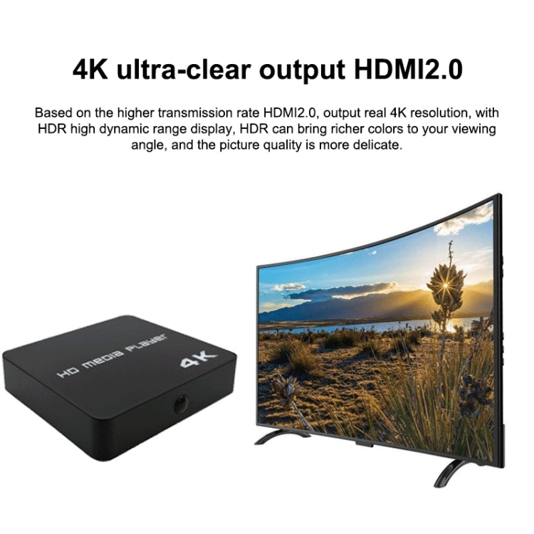 La macchina pubblicitaria a unità singola del lettore UHD 4K accesa riproduce automaticamente il disco U orizzontale e verticale video PPT, US