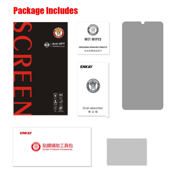 ENKAY Hat-Prince 0.26mm 9H 2.5D Pellicola in vetro temperato antiriflesso per privacy per Samsung Galaxy A40, Galaxy A40