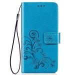 Custodia in pelle con motivo a fiori pressati Lucky Clover per Huawei Honor 9X Pro, con supporto, fessure per carte, portafoglio e cinturino da polso, For Huawei Honor 9X Pro
