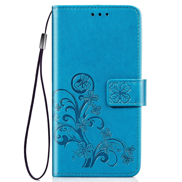 Custodia in pelle con motivo a fiori pressati Lucky Clover per Huawei Honor 9X Pro, con supporto, fessure per carte, portafoglio e cinturino da polso, For Huawei Honor 9X Pro
