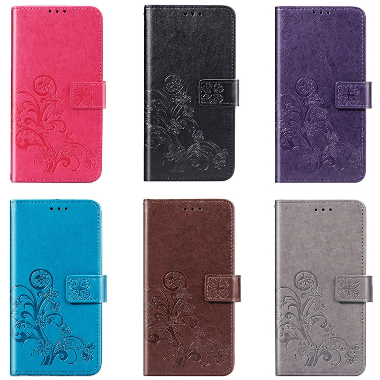 Custodia in pelle con motivo a fiori pressati Lucky Clover per Huawei Honor 9X Pro, con supporto, fessure per carte, portafoglio e cinturino da polso, For Huawei Honor 9X Pro