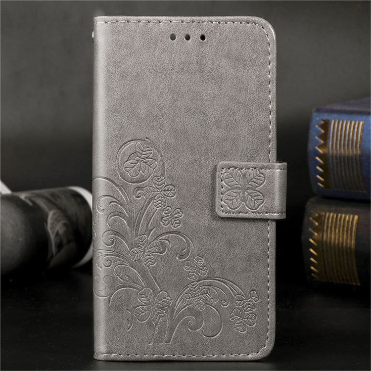 Custodia in pelle con motivo a fiori pressati Lucky Clover per Huawei Honor 9X Pro, con supporto, fessure per carte, portafoglio e cinturino da polso, For Huawei Honor 9X Pro