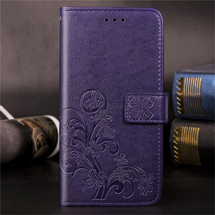 Custodia in pelle con motivo a fiori pressati Lucky Clover per Huawei Honor 9X Pro, con supporto, fessure per carte, portafoglio e cinturino da polso, For Huawei Honor 9X Pro