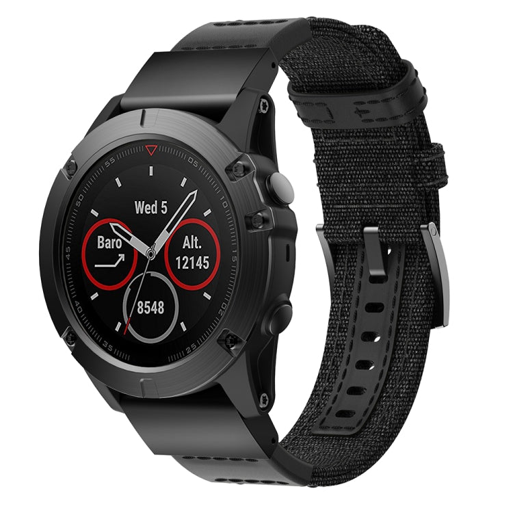 Cinturino per cinturino da polso in tela e pelle per Garmin Fenix5x Plus Fenix3, cinturino da polso Dimensioni: 150 + 110 mm