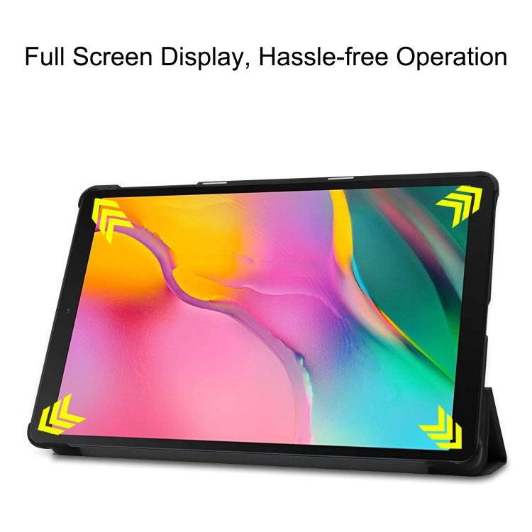 ENKAY Pelle PU di alta qualità + custodia inferiore in plastica con supporto a tre pieghe per Samsung Galaxy Tab A 10.1 (2019) T510 / T515, For Galaxy Tab A 10.1 (2019) T510, For Galaxy Tab A 10.1 (2019) T510 / T515                                     ...
