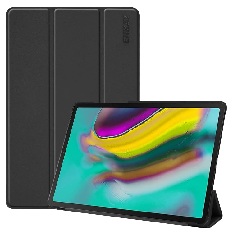 ENKAY Custodia intelligente in pelle PU di alta qualità + fondo in plastica con supporto a tre pieghe per Samsung Galaxy Tab S5e 10.5 T720 / T725, For Galaxy Tab S5e