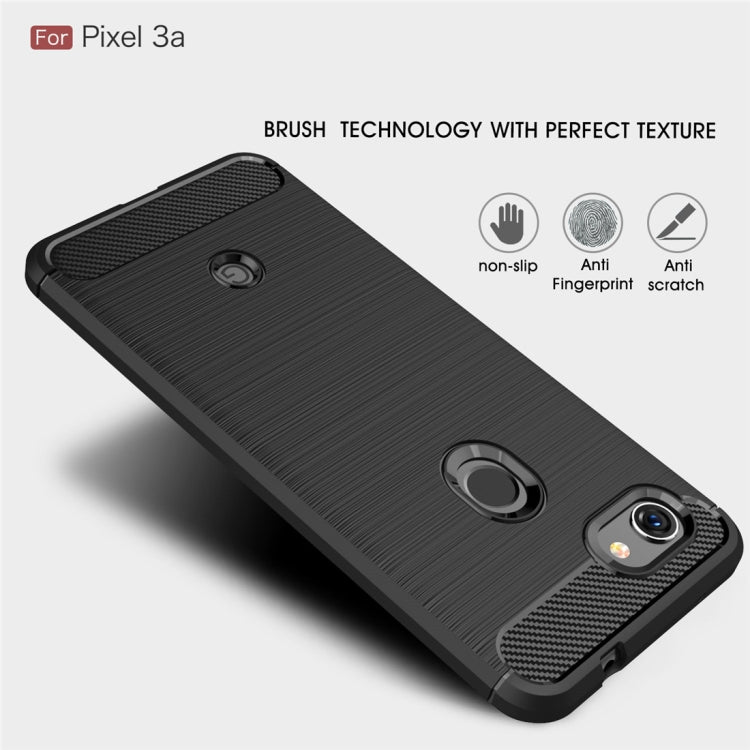 Custodia in TPU in fibra di carbonio con texture spazzolata per Google Pixel 3a, For Google Pixel 3a, Google Pixel 3a