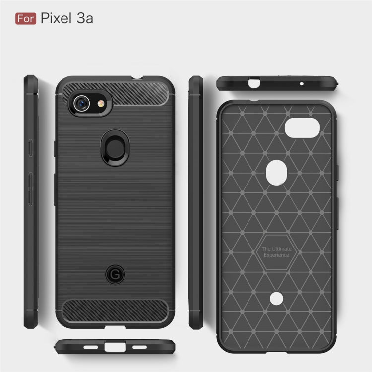 Custodia in TPU in fibra di carbonio con texture spazzolata per Google Pixel 3a, For Google Pixel 3a, Google Pixel 3a