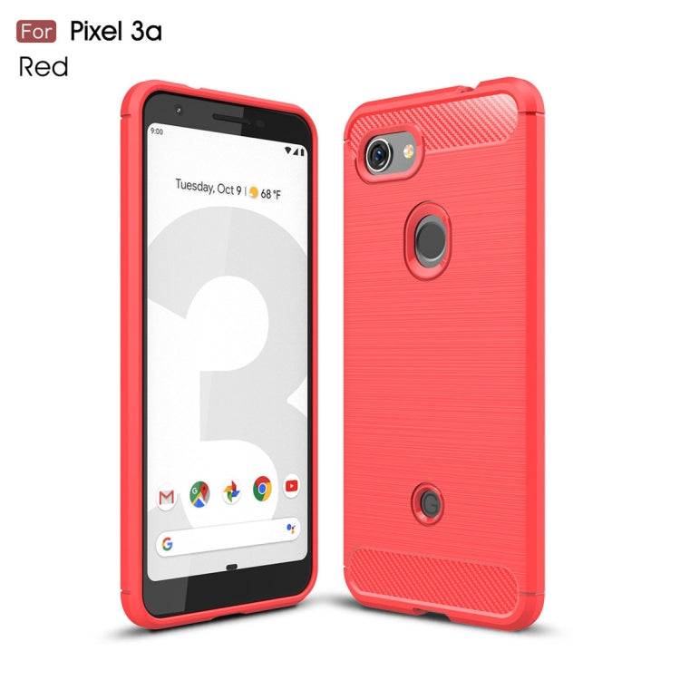 Custodia in TPU in fibra di carbonio con texture spazzolata per Google Pixel 3a, For Google Pixel 3a, Google Pixel 3a