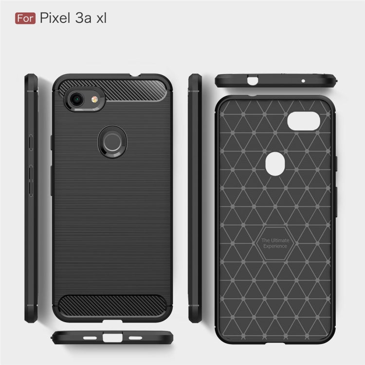 Custodia in TPU in fibra di carbonio con trama spazzolata per Google Pixel 3a XL, For Google Pixel 3a XL, Google Pixel 3a XL