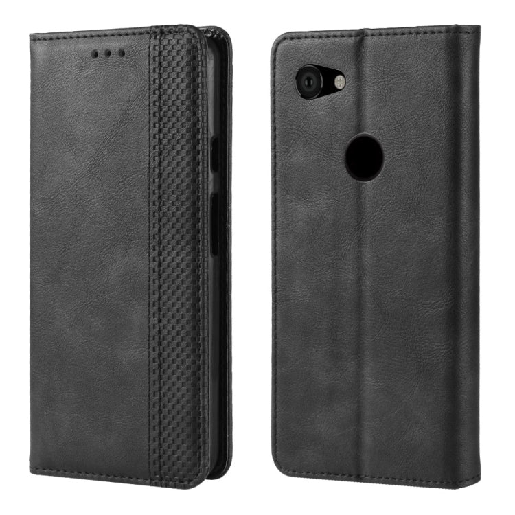 Custodia in pelle a vibrazione orizzontale con struttura retrò Crazy Horse con fibbia magnetica per Google Pixel 3a, con supporto e slot per schede e cornice per foto, For Google Pixel 3a