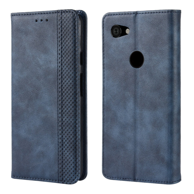 Custodia in pelle a vibrazione orizzontale con struttura retrò Crazy Horse con fibbia magnetica per Google Pixel 3a, con supporto e slot per schede e cornice per foto, For Google Pixel 3a