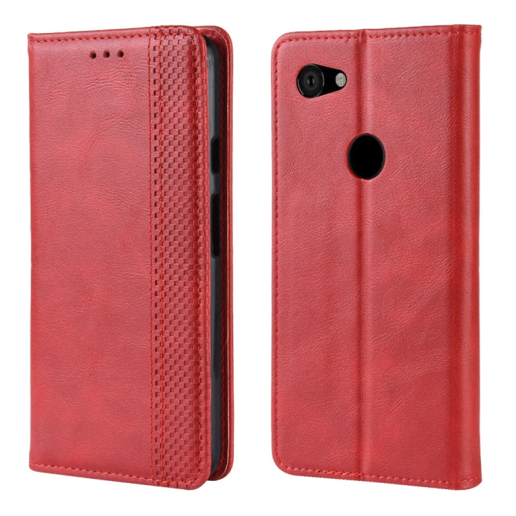 Custodia in pelle a vibrazione orizzontale con struttura retrò Crazy Horse con fibbia magnetica per Google Pixel 3a, con supporto e slot per schede e cornice per foto, For Google Pixel 3a