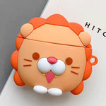 Custodia protettiva Bluetooth per Apple AirPods 1/2 generazione universale wireless con supporto per cuffie per leone e dinosauro, Lion, Dinosaur