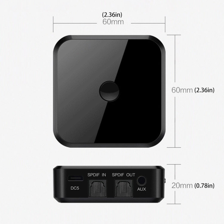 Bluetooth 5.0 Fibra Ottica Ricevitore Bluetooth CSR8670 Trasmettitore Bluetooth 2 in 1 Supporta APTX, black