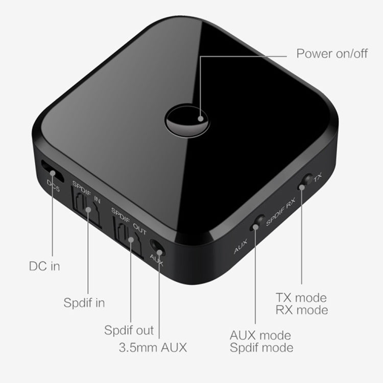 Bluetooth 5.0 Fibra Ottica Ricevitore Bluetooth CSR8670 Trasmettitore Bluetooth 2 in 1 Supporta APTX, black