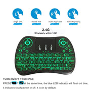 Mini tastiera wireless I8 Max da 2,4 GHz con touchpad ricaricabile Fly Air Mouse Smart Game retroilluminato a 7 colori