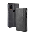 Custodia in pelle a vibrazione orizzontale con struttura retrò Crazy Horse con fibbia magnetica per Motorola One Vision, con supporto, slot per schede e cornice per foto, For MOTO One Vision