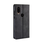 Custodia in pelle a vibrazione orizzontale con struttura retrò Crazy Horse con fibbia magnetica per Motorola One Vision, con supporto, slot per schede e cornice per foto, For MOTO One Vision