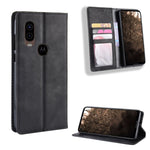 Custodia in pelle a vibrazione orizzontale con struttura retrò Crazy Horse con fibbia magnetica per Motorola One Vision, con supporto, slot per schede e cornice per foto, For MOTO One Vision