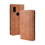 Custodia in pelle a vibrazione orizzontale con struttura retrò Crazy Horse con fibbia magnetica per Motorola One Vision, con supporto, slot per schede e cornice per foto, For MOTO One Vision