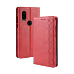 Custodia in pelle a vibrazione orizzontale con struttura retrò Crazy Horse con fibbia magnetica per Motorola One Vision, con supporto, slot per schede e cornice per foto, For MOTO One Vision