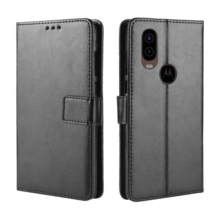 Custodia in pelle flip orizzontale retrò Crazy Horse Texture per Motorola One Vision, con supporto, slot per schede e cornice per foto, For MOTO One Vision