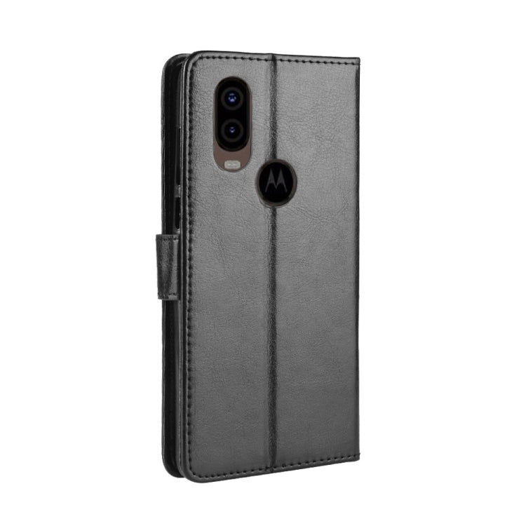 Custodia in pelle flip orizzontale retrò Crazy Horse Texture per Motorola One Vision, con supporto, slot per schede e cornice per foto, For MOTO One Vision