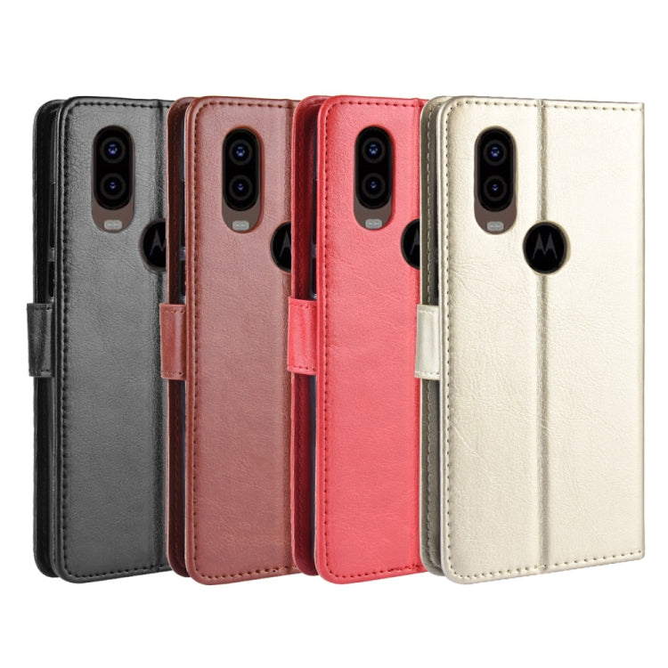 Custodia in pelle flip orizzontale retrò Crazy Horse Texture per Motorola One Vision, con supporto, slot per schede e cornice per foto, For MOTO One Vision