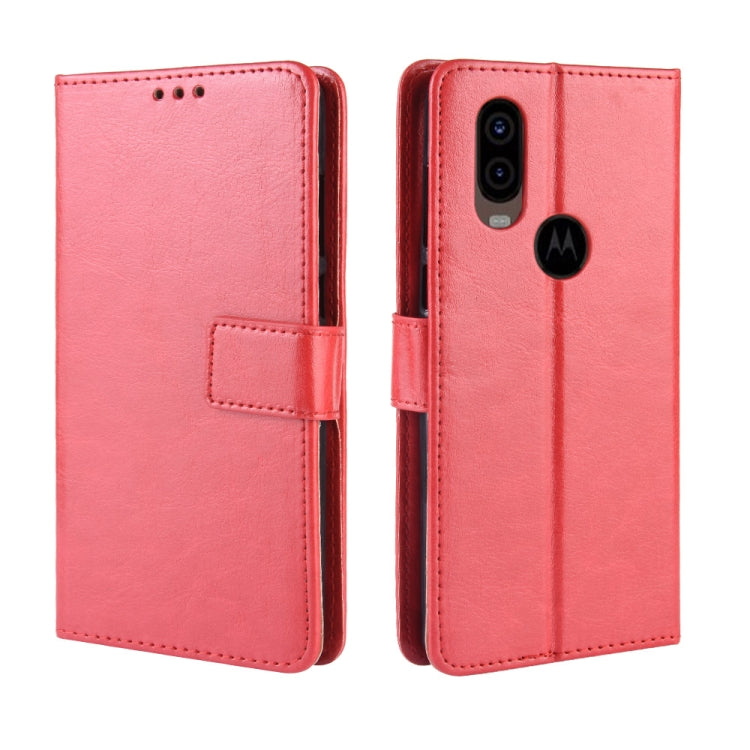 Custodia in pelle flip orizzontale retrò Crazy Horse Texture per Motorola One Vision, con supporto, slot per schede e cornice per foto, For MOTO One Vision