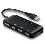 Hub USB 3.0 a 4 porte ultraveloce con switch, USB 3.0