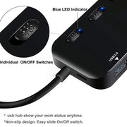 Hub USB 3.0 a 4 porte ultraveloce con switch, USB 3.0