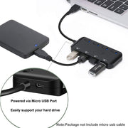 Hub USB 3.0 a 4 porte ultraveloce con switch, USB 3.0