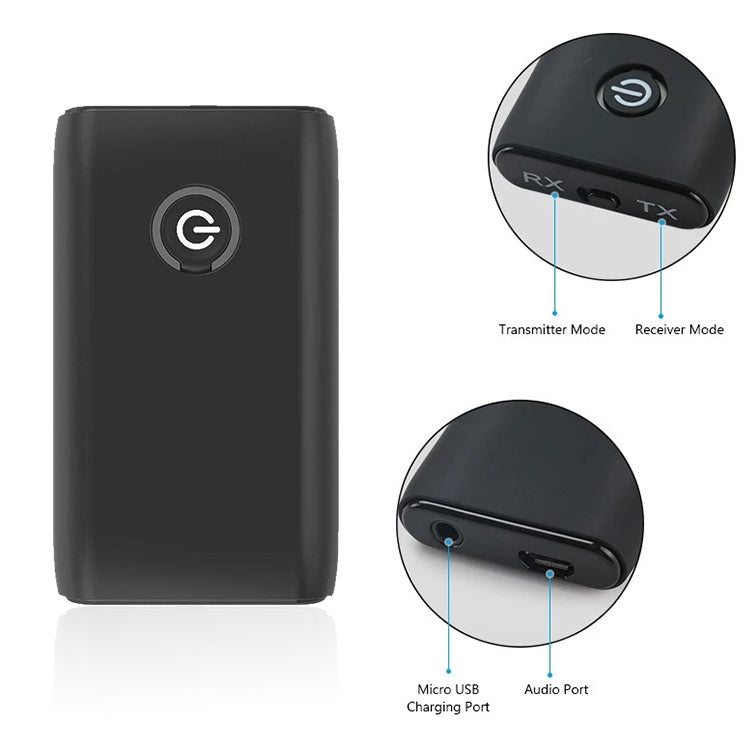 Adattatore Bluetooth B10S 5.0 Trasmettitore Ricevitore Bluetooth Adattatore Bluetooth 2 in 1, black