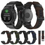 Cinturino per cinturino da polso in tela e pelle per Garmin Fenix 5 Plus, cinturino da polso Dimensioni: 150 + 110 mm