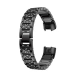 Cinturino da polso in solido acciaio inossidabile tempestato di diamanti per Fitbit Charge 3