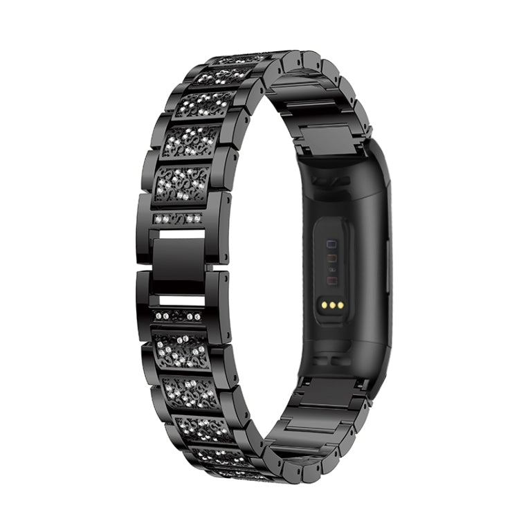 Cinturino da polso in solido acciaio inossidabile tempestato di diamanti per Fitbit Charge 3