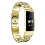 Cinturino da polso in solido acciaio inossidabile tempestato di diamanti per Fitbit Charge 3
