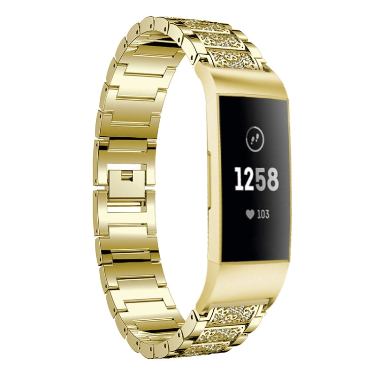 Cinturino da polso in solido acciaio inossidabile tempestato di diamanti per Fitbit Charge 3